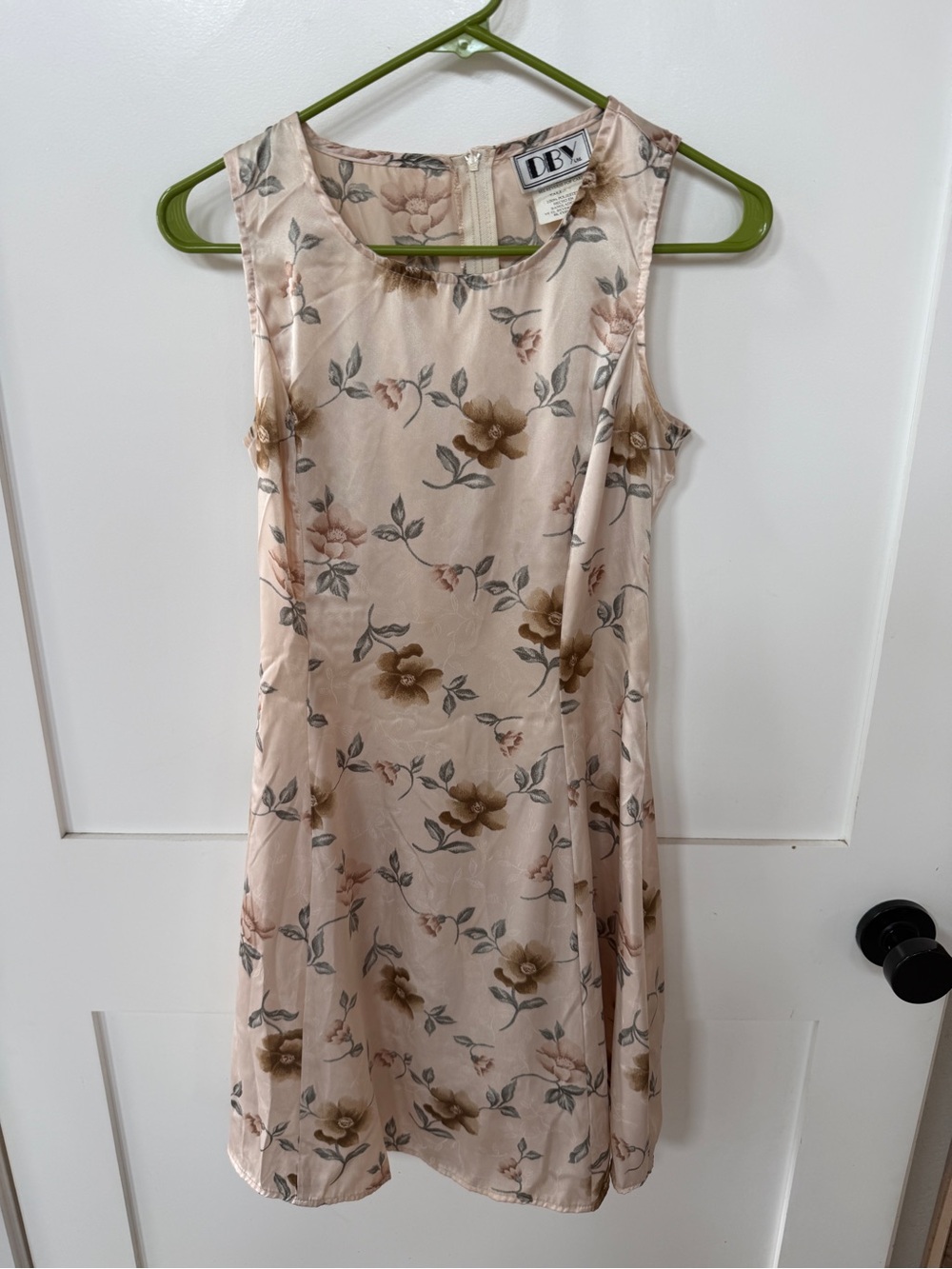 Vintage Y2K Floral Mini Dress | DBY | Earthy Brown Blossoms | fits sz 4/6 M